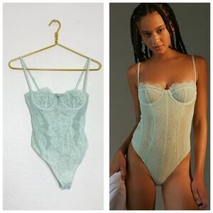 Urban Outfitters Out From Under Modern Love Lace Corset Bodysuit Size Small Mint